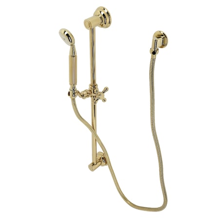 Kingston Brass KAK3422W2 Hand Shower Combo with Slide Bar, Polished Brass KAK3422W2
